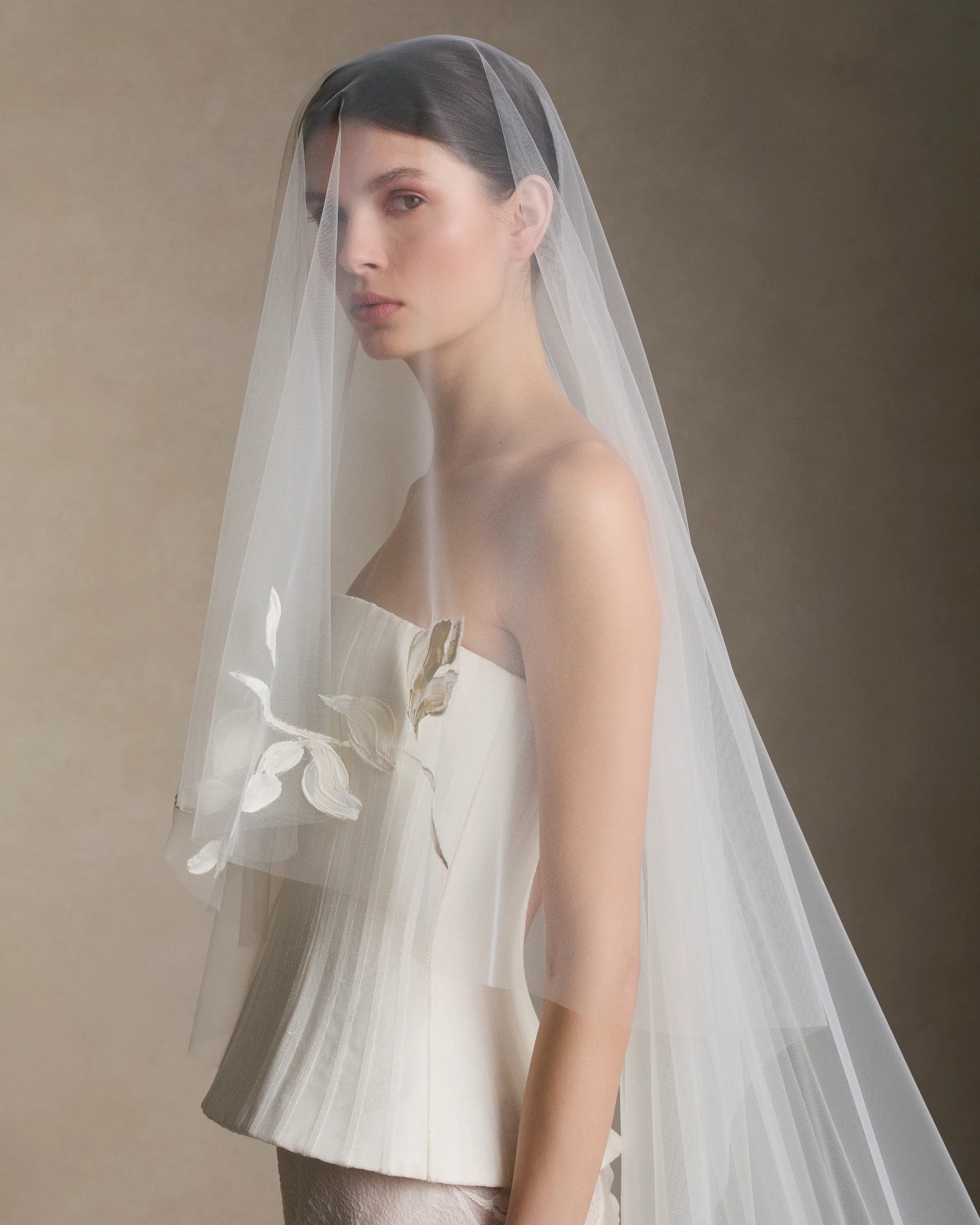Hand Painted Iris Drop Veil