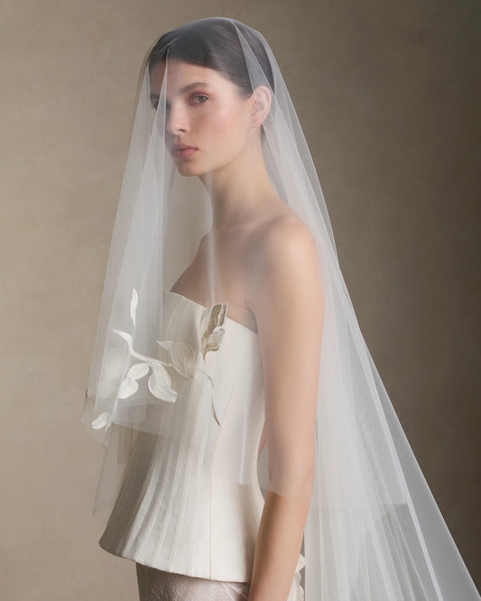 Hand Painted Iris Drop Veil