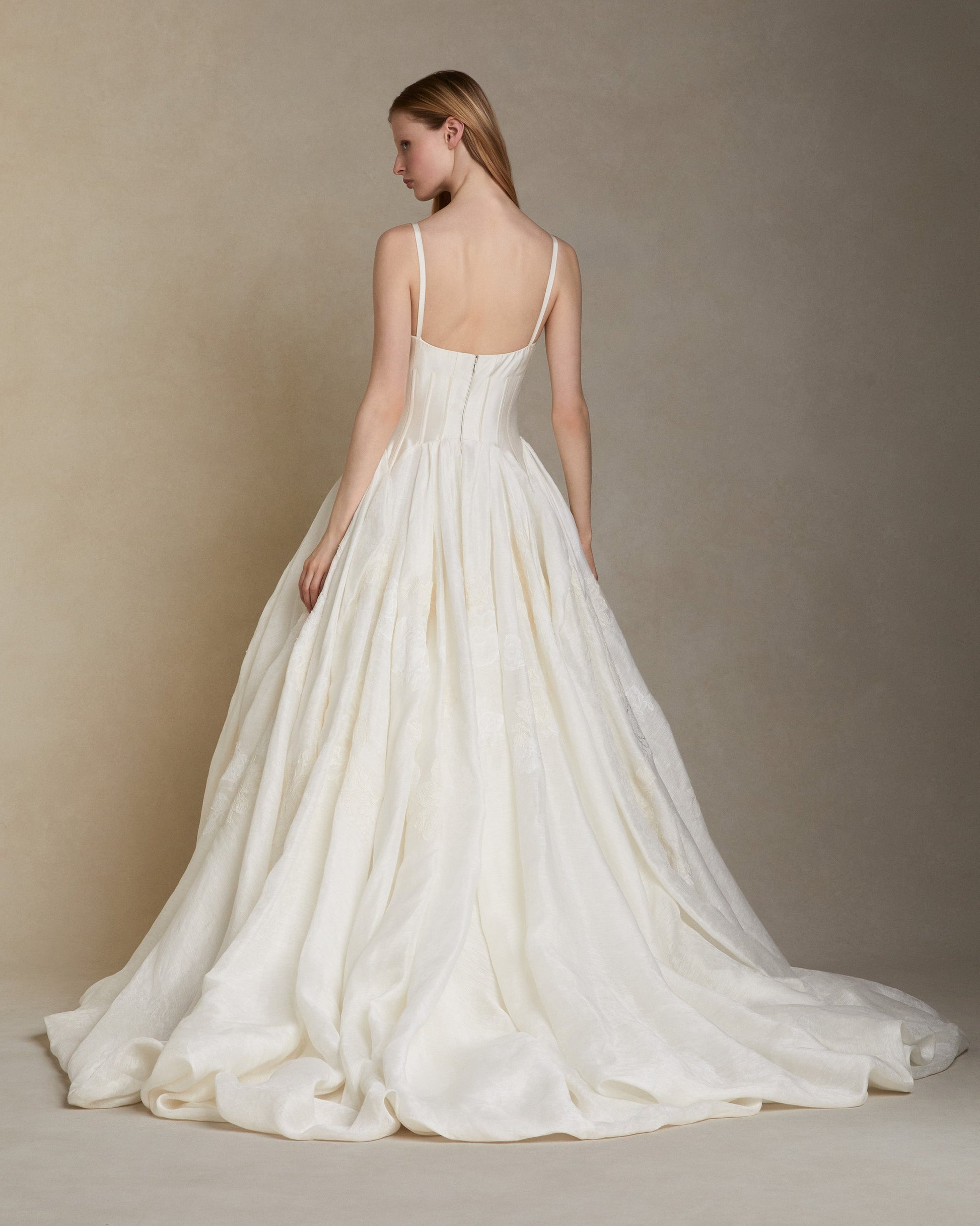 danielle frankel wedding dresses Emory Gown Belle Bridal Atelier Chicago Belle Atelier A luxurious satin gown with a pleated bodice and elegant dropped waist Danielle Frankel Leighton Wedding Gown