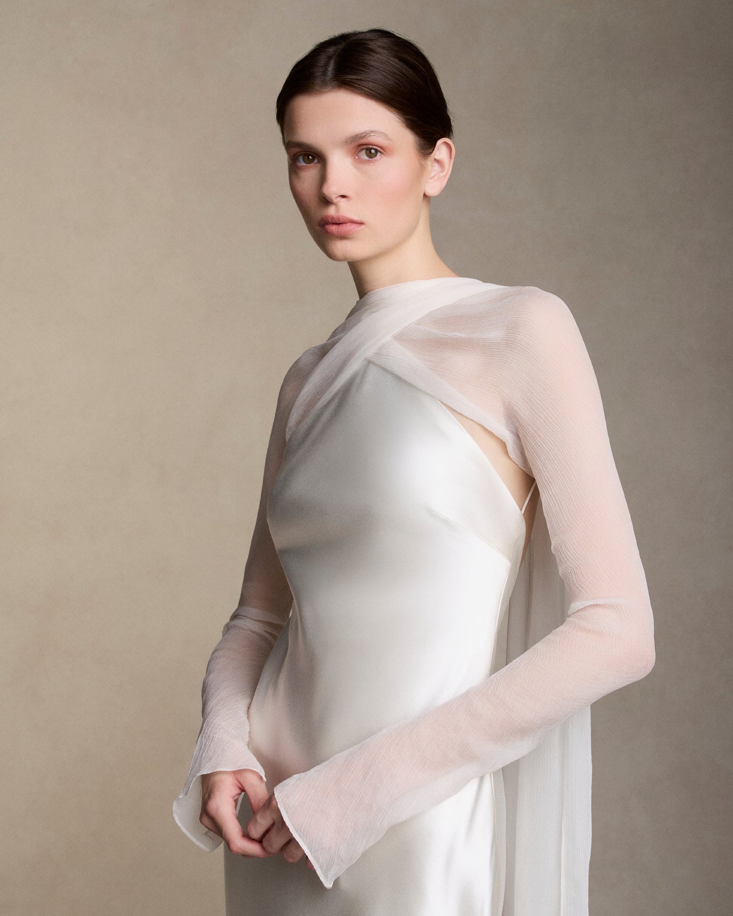 Mari Crinkle Chiffon Sleeves